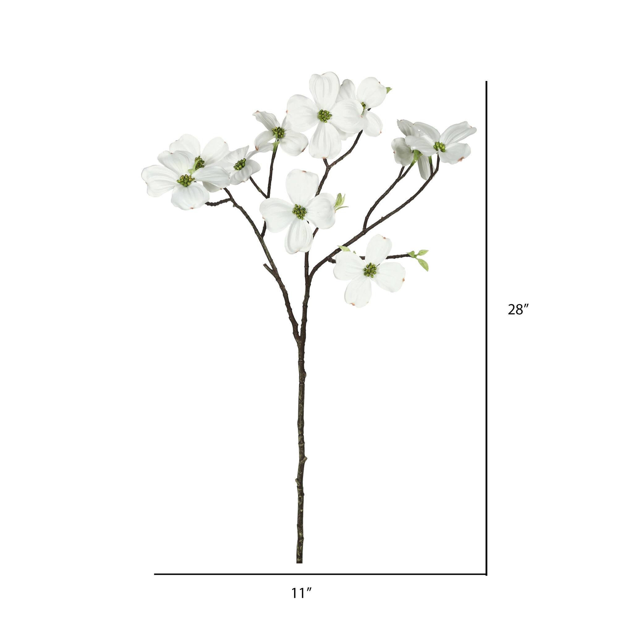 28" White Artificial Dogwood Stems, 3ct